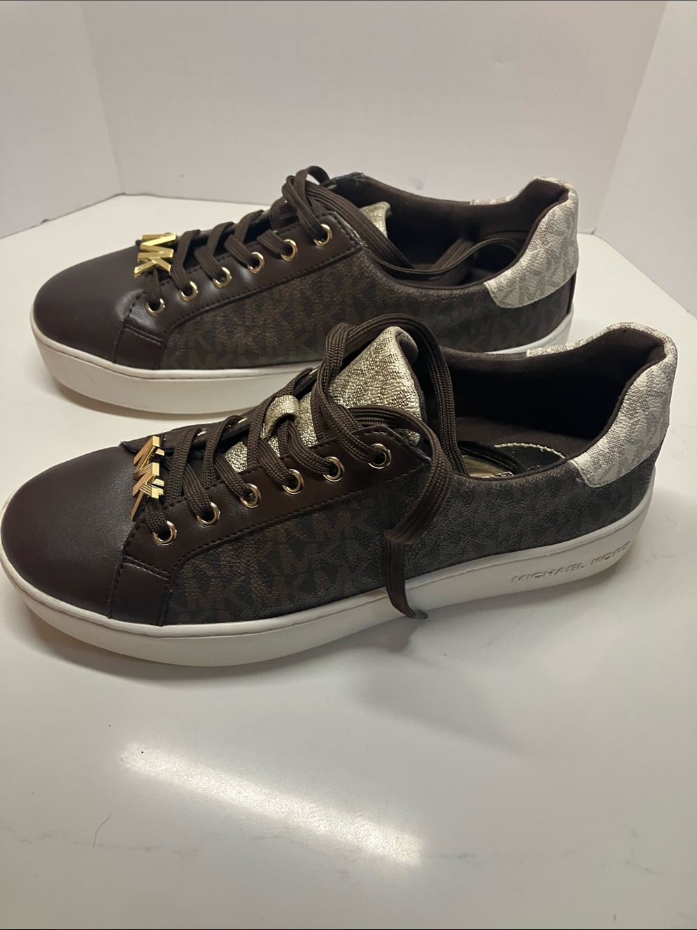 Michael Kors Brown & Gold Logo Low-Top Sneakers
